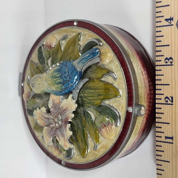 Enamel Hummingbird/Flowers Large Trinket Box - Picture 7 of 7